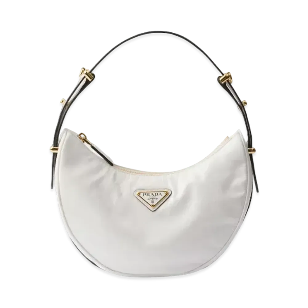 PRADA Arque Naplak Patent Leather Shoulder Bag "White"