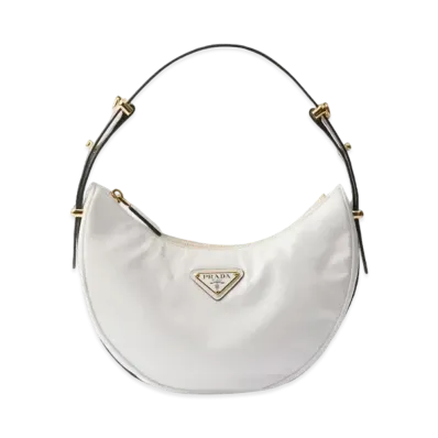 PRADA Arque Naplak Patent Leather Shoulder Bag "White"