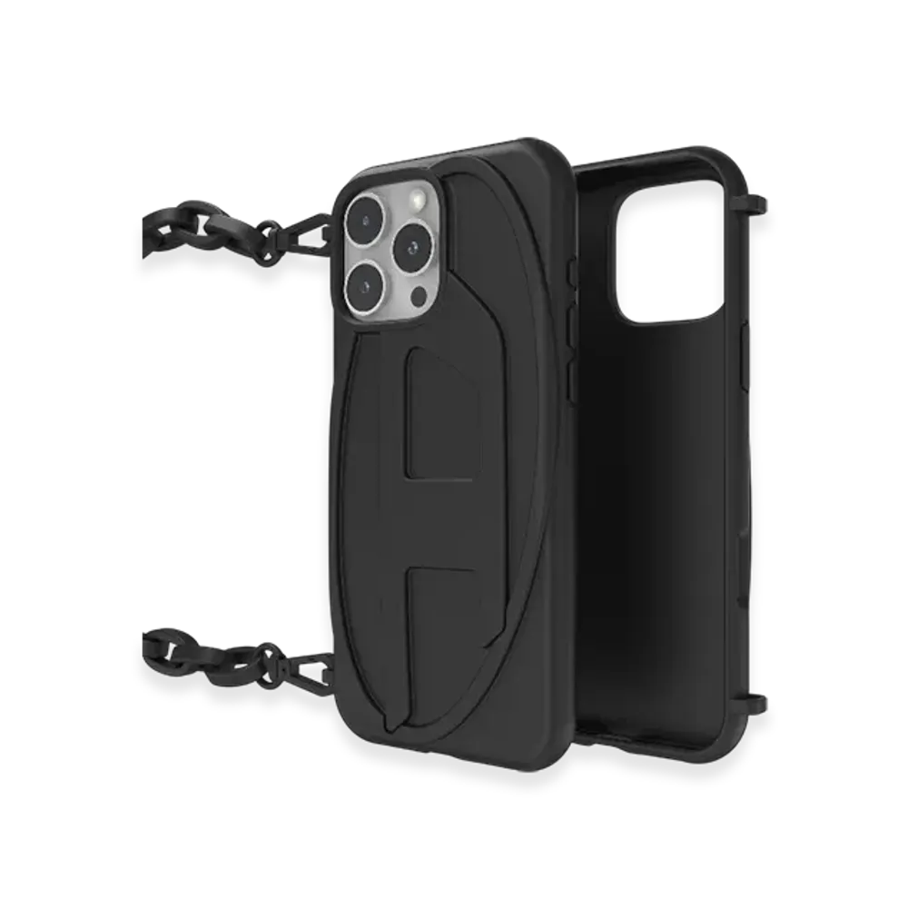 Diesel 60174 Moulded Case Oval D Chain Case For Ip 16 Pro Max "Black"