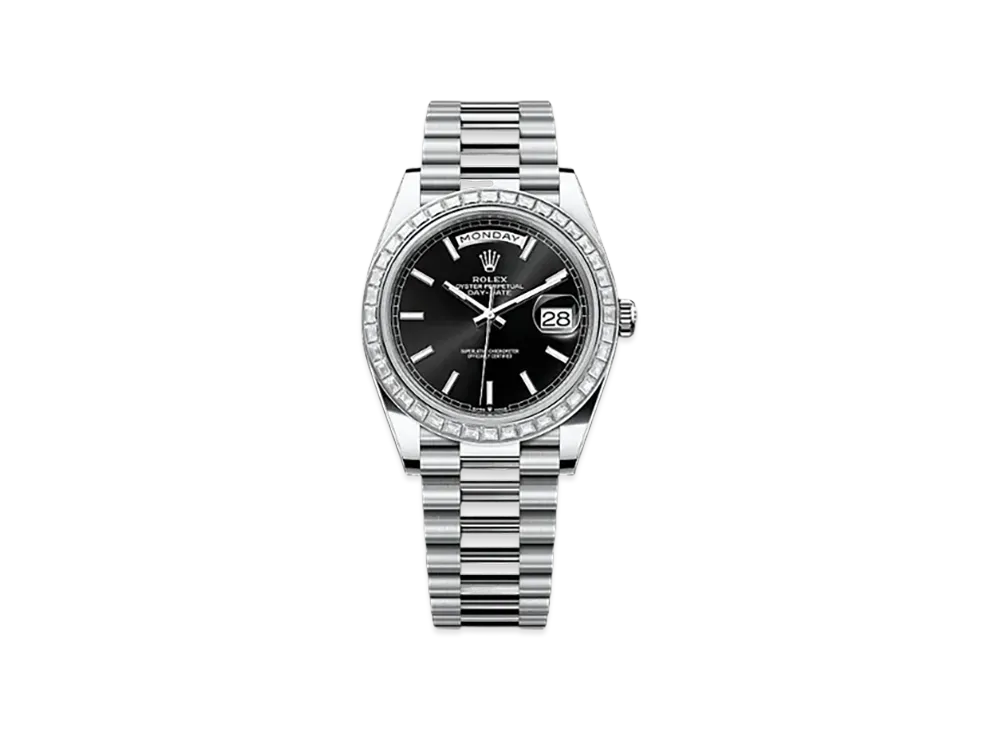 ROLEX Day-Date 40mm Platinum Diamond 228396TBR "Bright Black"