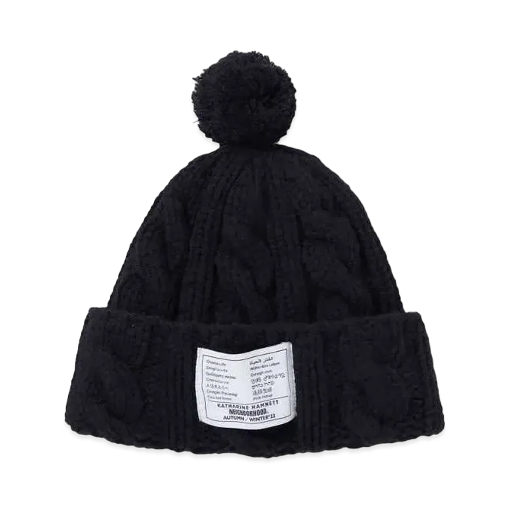 NEIGHBORHOOD KH . CABLE KNIT CAP . AC "Black"