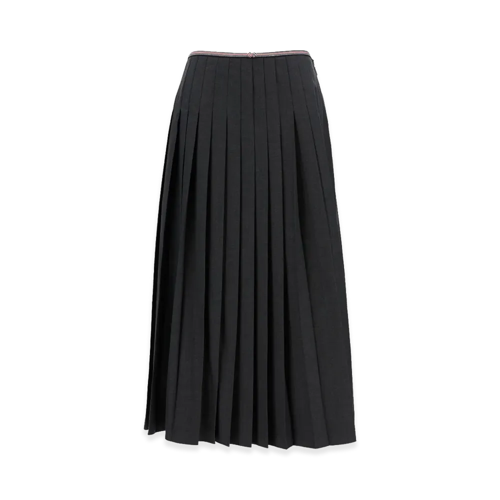 THOM BROWNE Women's Black Pleated Midi Skirt "Gray"