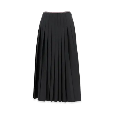 THOM BROWNE Women's Black Pleated Midi Skirt "Gray"