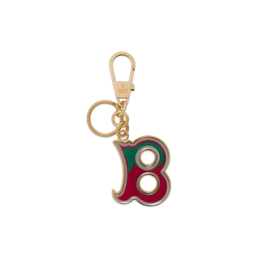 GUCCI Letter B Plexiglas Keychain "Dark Red/Gold"