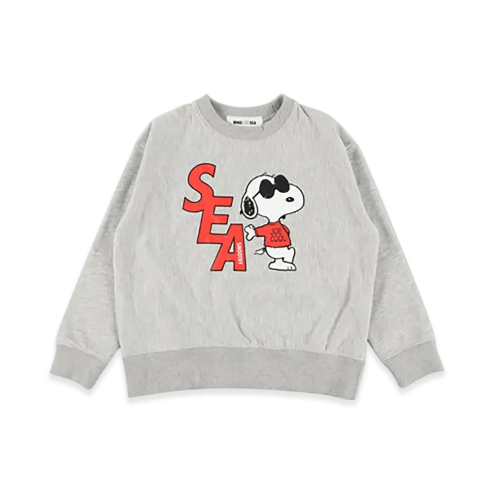 WIND AND SEA x SMOOTHY Snoopy Kids Crewneck Sweatshirt "Gray"