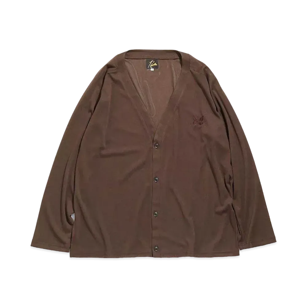 Needles V NECK CARDIGAN - POLY MESH "Brown"