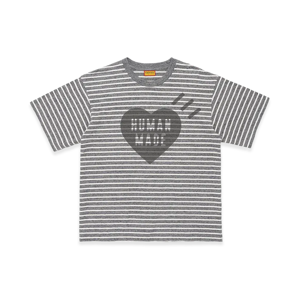 HUMAN MADE Heart Striped T-Shirt "Gray"