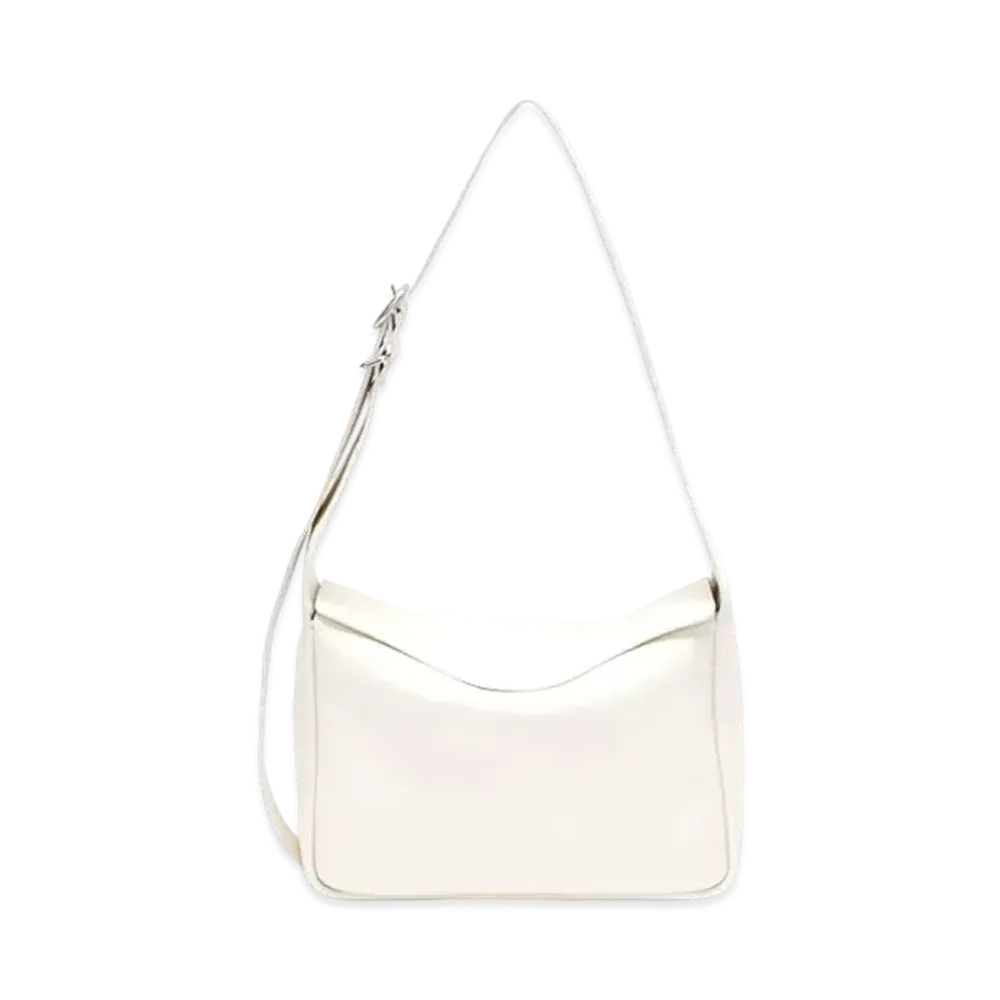 Jil Sander Flap Small Leather Crossbody Bag With Embossed logo "Egg Shell"
