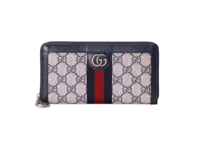 GUCCI Ophidia GG Zip Around Wallet "Beige/Blue"