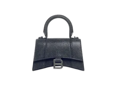 BALENCIAGA Hourglass XS Handbag In Glitter Material "Black"
