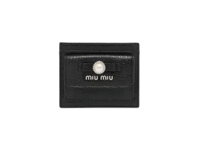 MIU MIU Madras Leather Card Holder "Black"