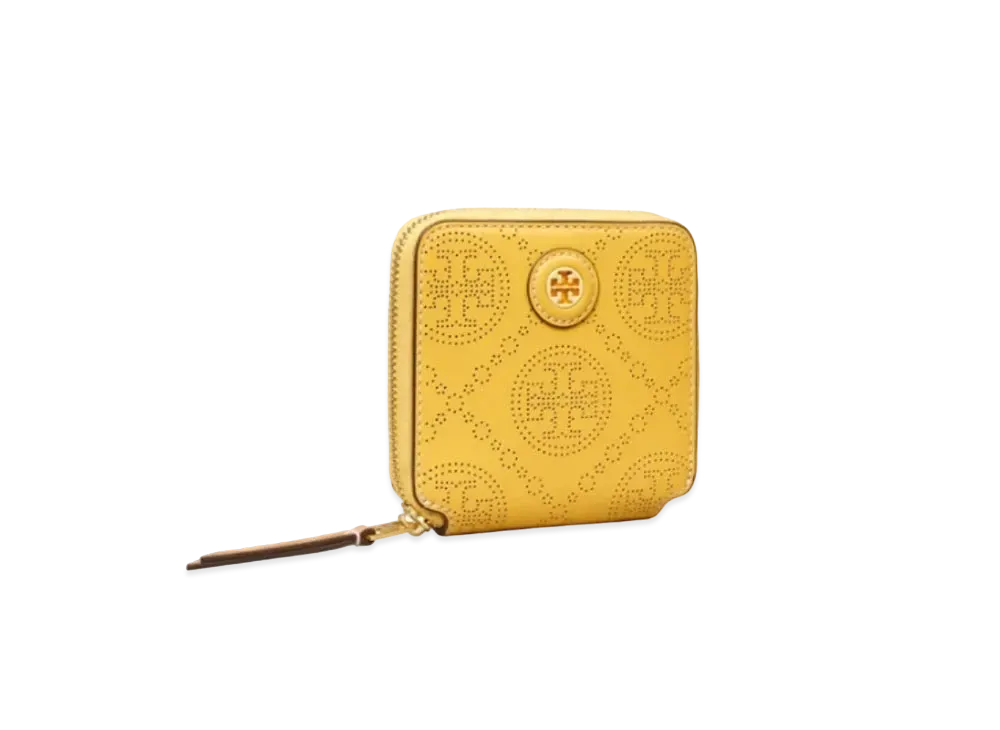 TORY BURCH T Monogram Perfolate Leather Bai Fold Wallet "Golden Sunset"