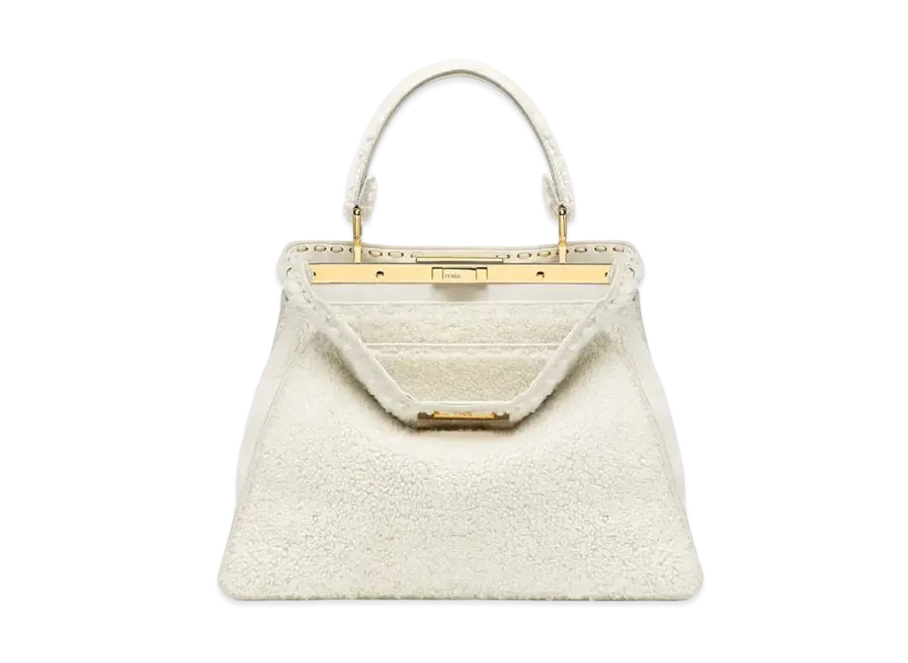 FENDI Peekaboo Iseeu Medium Sheepskin Bag "White"