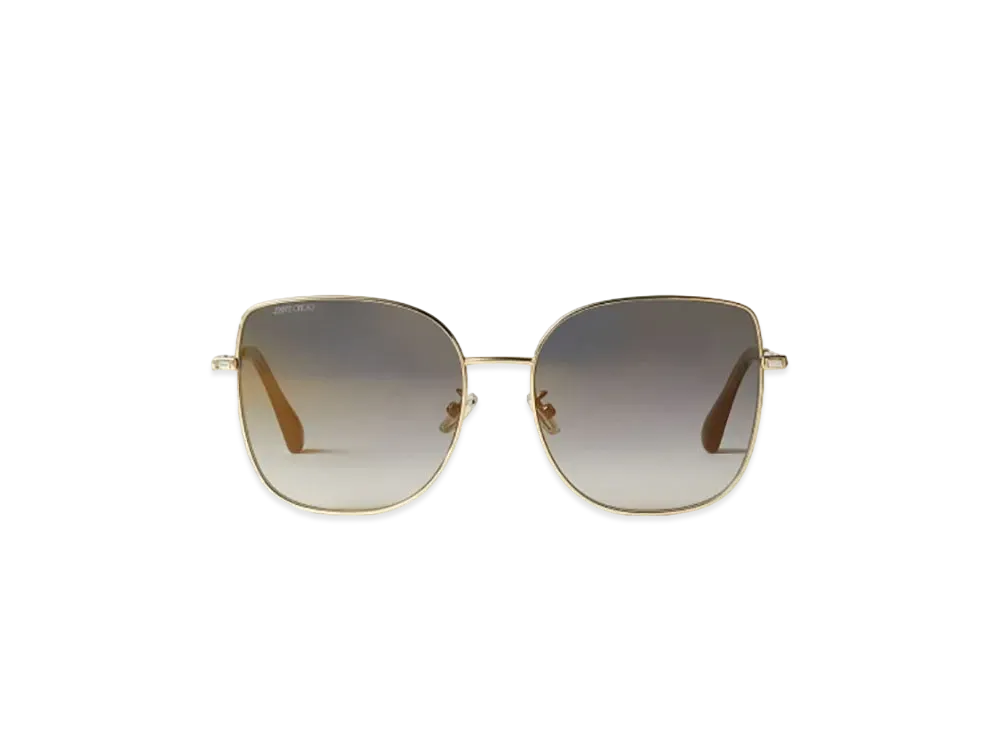 Jimmy Choo Fanny Gradient Lens And Square Frame Sunglasses With Swarovski Crystal "Gold Copper"