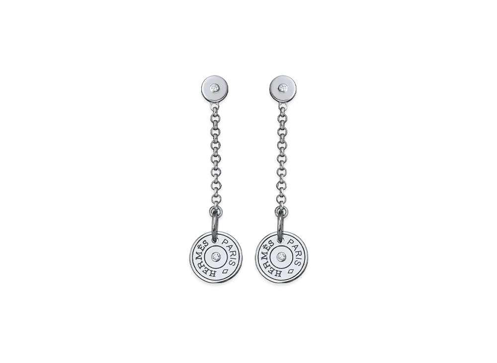 Hermes Gambade Earrings "White Gold/Four Diamonds"