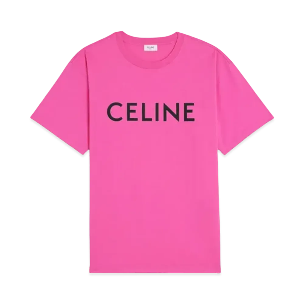 セリーヌ メンズ セリーヌ ルーズ Tシャツ / コットンジャージー "クランベリーピンク/ブラック" 2X681671Q.24CB