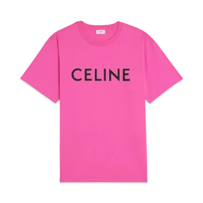 CELINE Men's Celine Loose T-shirt In Cotton Jersey "Cranberry Pink/Black"