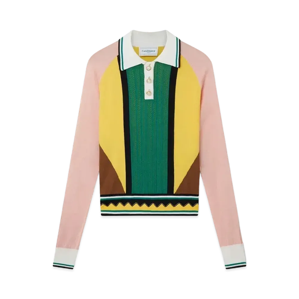 Casablanca Graphic Panelled Polo Shirt " Multicolour Graphic"