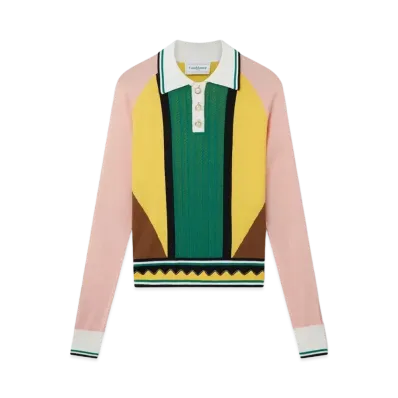 Casablanca Graphic Panelled Polo Shirt " Multicolour Graphic"