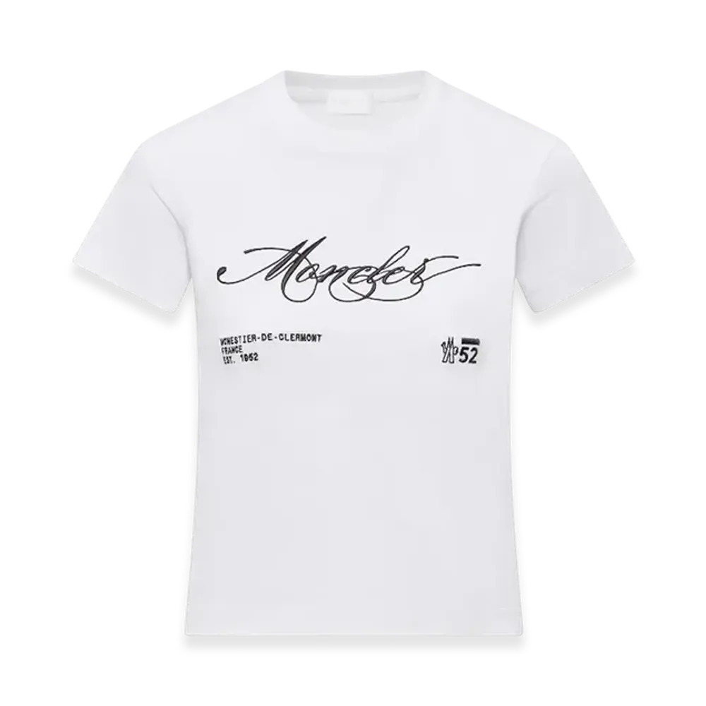 MONCLER Embroidered Cursive Logo Cotton T-Shirt "Black"