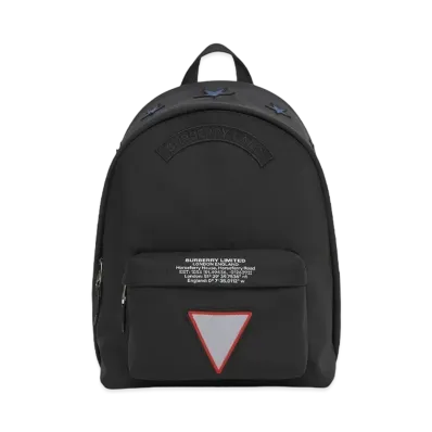 Burberry Badge Applique Nylon Backpack "Black"