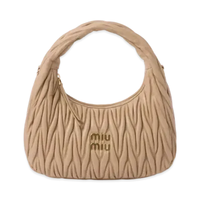 MIUMIU Wander Matelasse Nappa Leather Hobo Bag "Sand Beige"