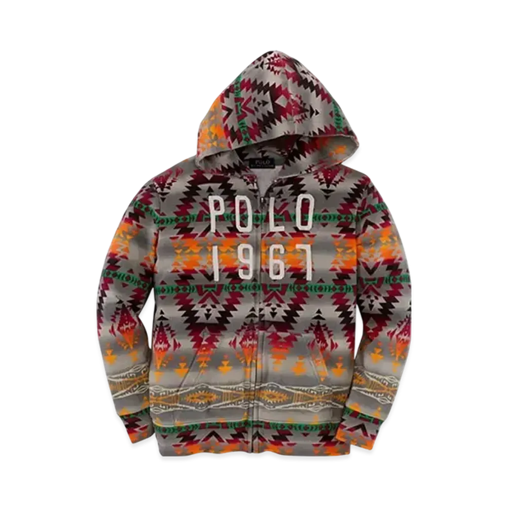 Polo Ralph Lauren Kids Patterned Cotton Hoodie "Grey"