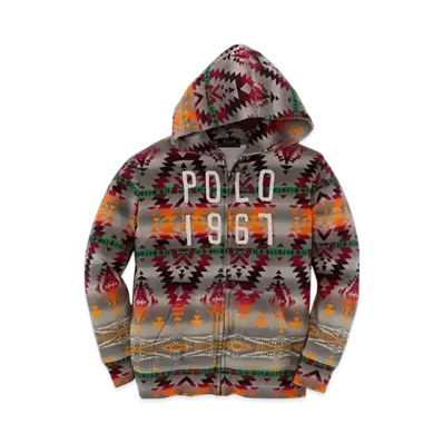 Polo Ralph Lauren Kids Patterned Cotton Hoodie "Grey"