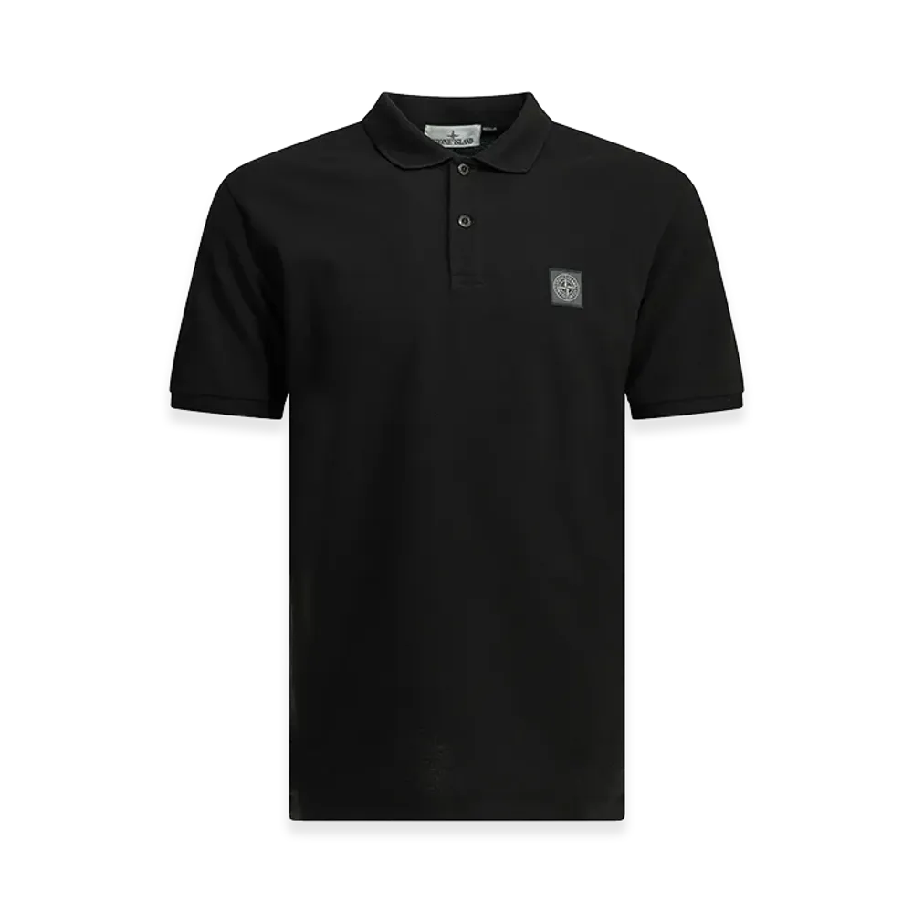 Stone Island Cotton Piqu Polo Shirt with Compass Patch "Black"