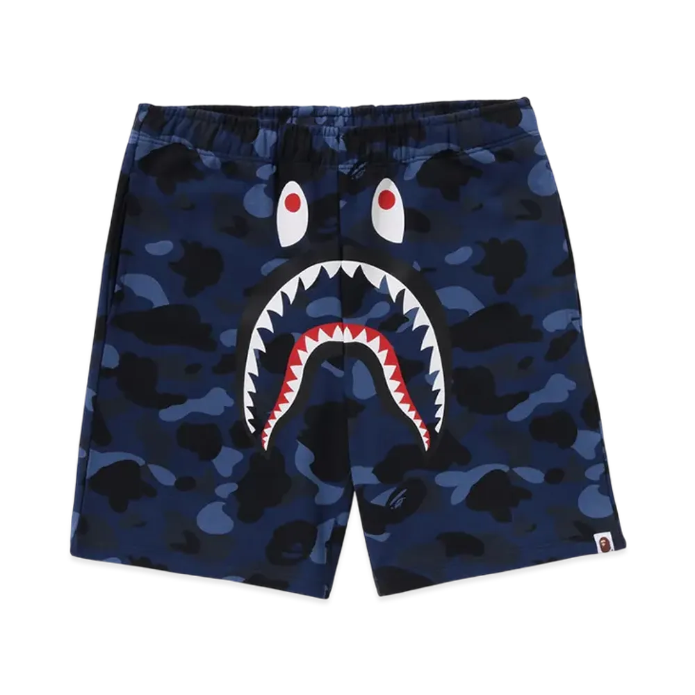 A BATHING APE Color Camo Shark Sweat Shorts "Navy"