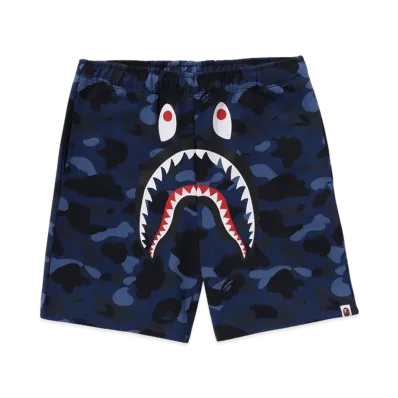A BATHING APE Color Camo Shark Sweat Shorts "Navy"