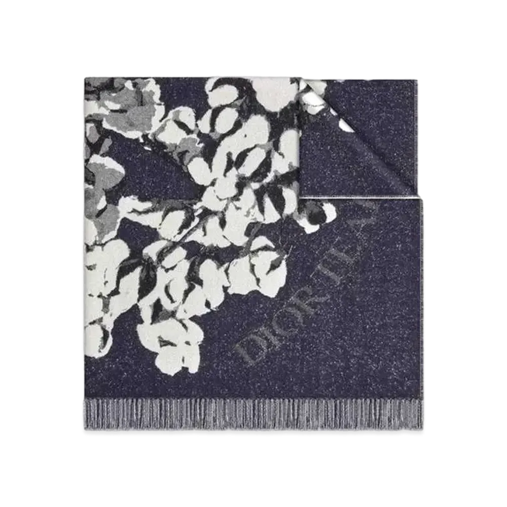 Dior Tears Blanket (Cashmere, Wool and Silk) "Navy Blue/White"