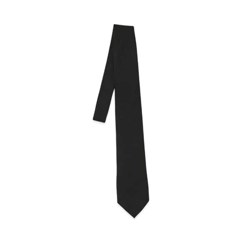 AURALEE Wool Herringbone Tie "Black"