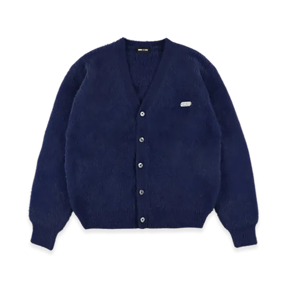 WIND AND SEA Shaggy Knit Cardigan "Navy"