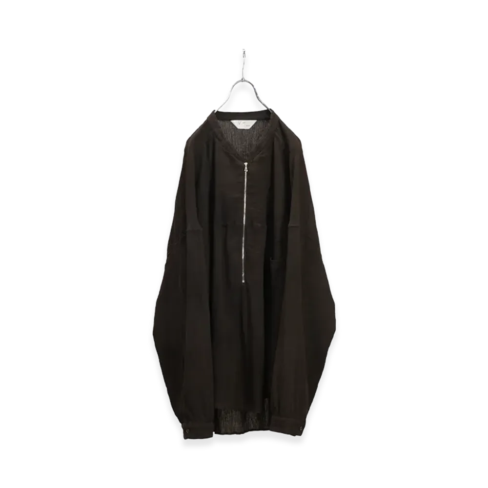 ANCELLM Crepe Half Zip Shirt "Brown"