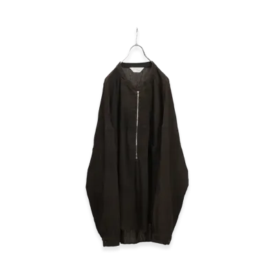 ANCELLM Crepe Half Zip Shirt "Brown"