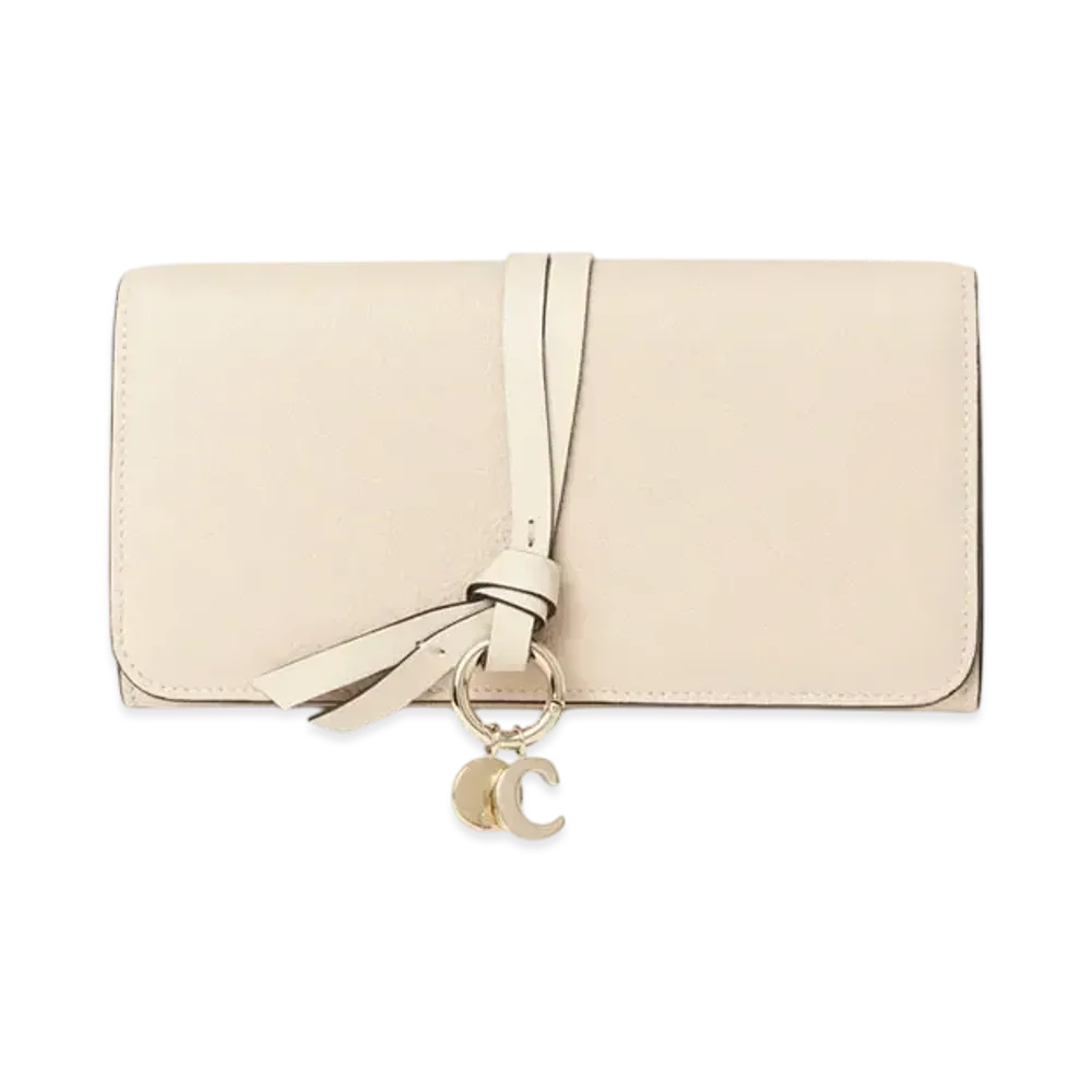 Chloe Alphabet wallet with flap in grained leather "Sweet Beige"