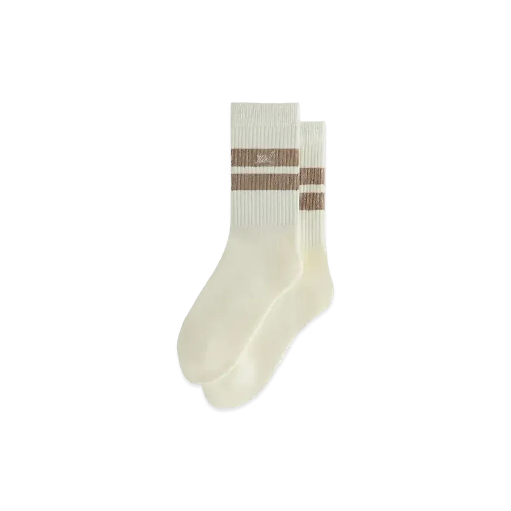 Kith Double Stripe Script Embroidered Cotton Crew Socks "Molecule"