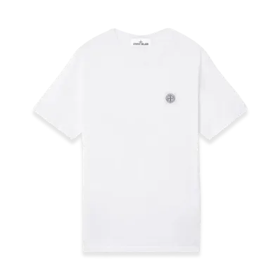 Stone Island 2100026 Organic Cotton Jersey 'Fissato' Effect "White"