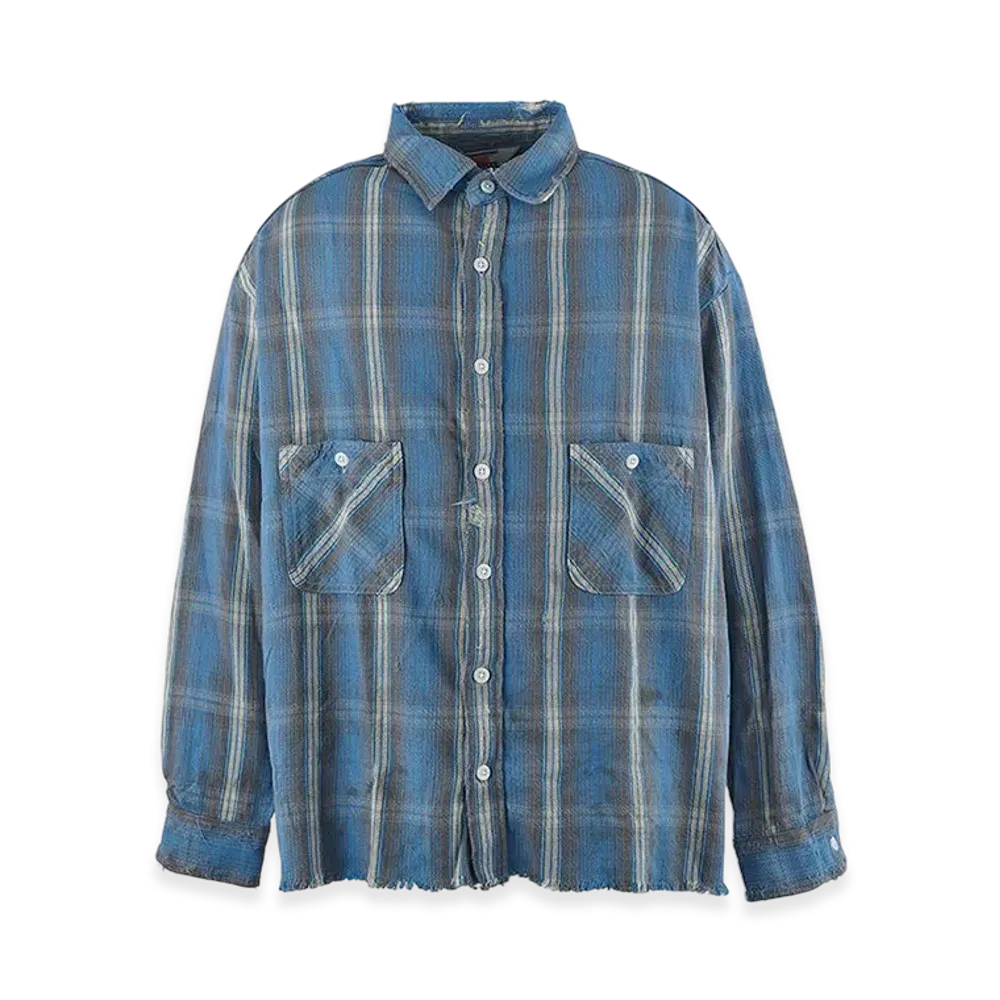 Saint Mxxxxxx Flannel Shirt Check "Blue/Yellow"
