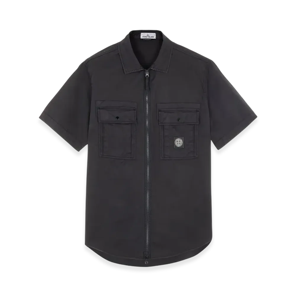 Stone Island 10619 Supima Cotton Twill Short Sleeve Overshirt - 22SS "Black"