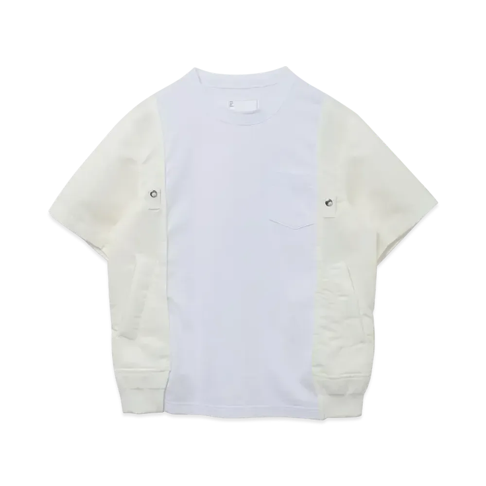 sacai Nylon Twill x Cotton Jersey T-Shirt "White/Off White"