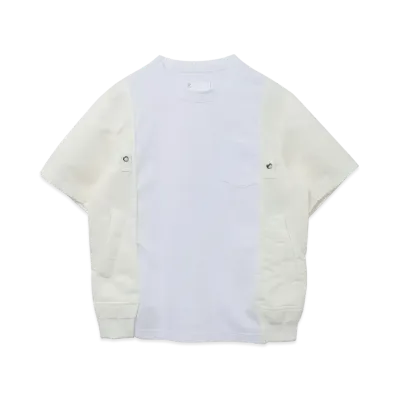 sacai Nylon Twill x Cotton Jersey T-Shirt "White/Off White"