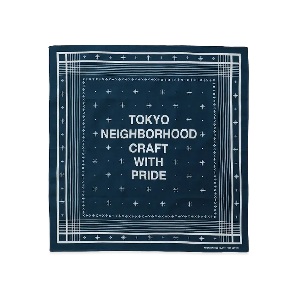 NEIGHBORHOOD Line Pattern Bandana "Navy"