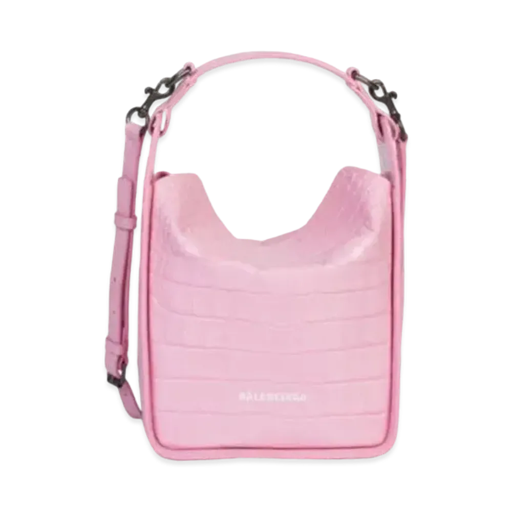 BALENCIAGA Tool 2.0 XS North-south Tote Bag In Extra Supple Crocodile Embossed Calfskin "Pink"