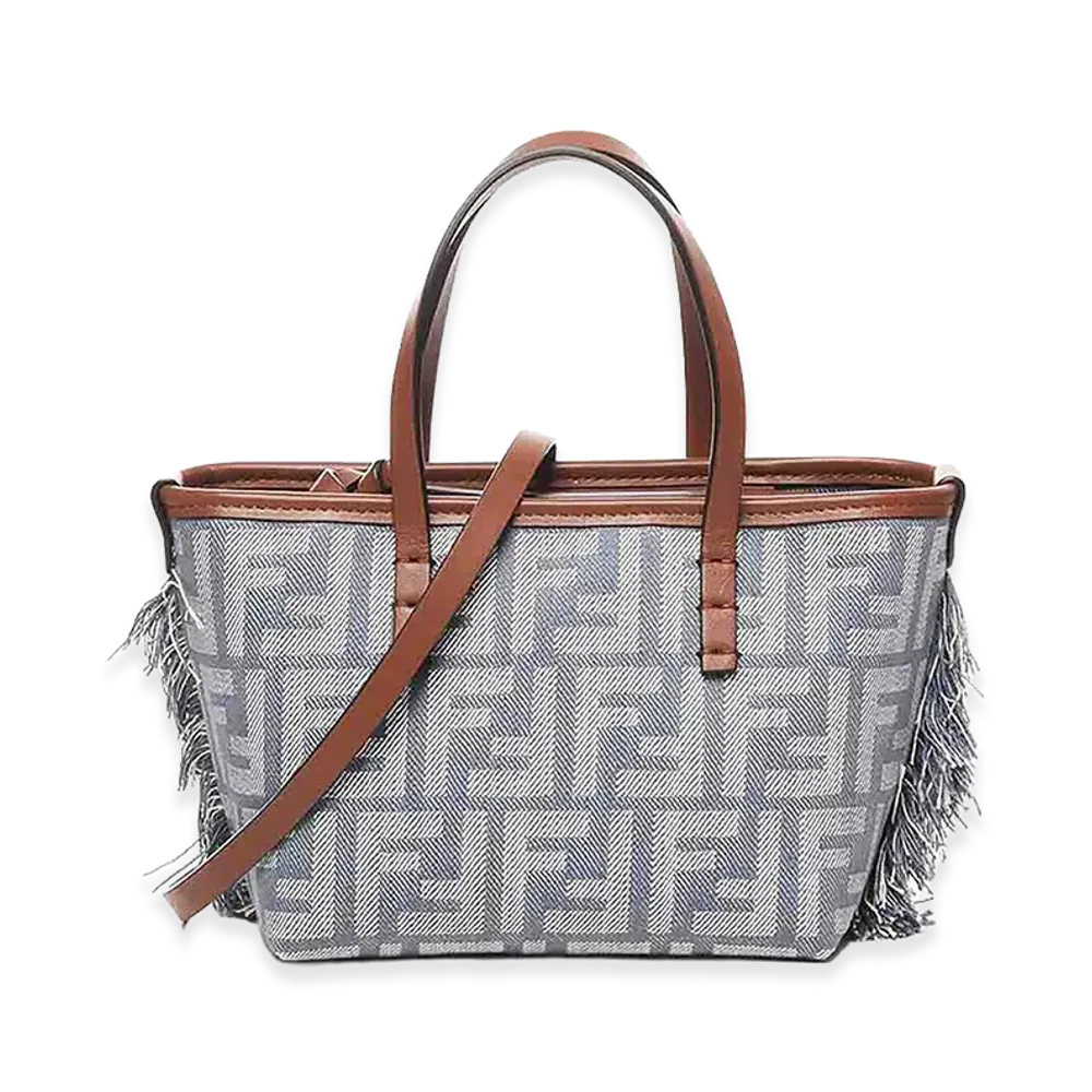 FENDI Women's Embroidered Denim Mini Roll Handbag "Blue"