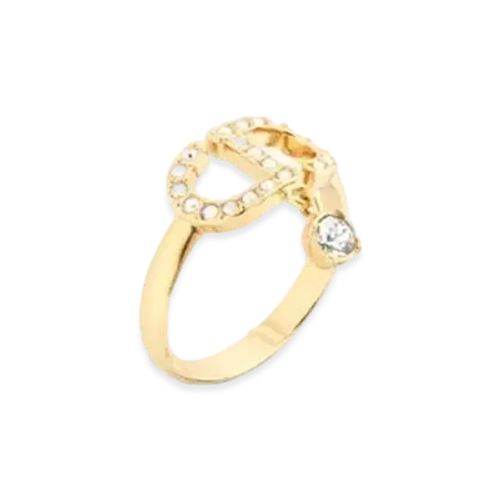 Dior Petit CD Ring Metal and Crystals "Gold/Silver"