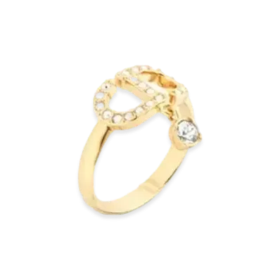 Dior Petit CD Ring Metal and Crystals "Gold/Silver"