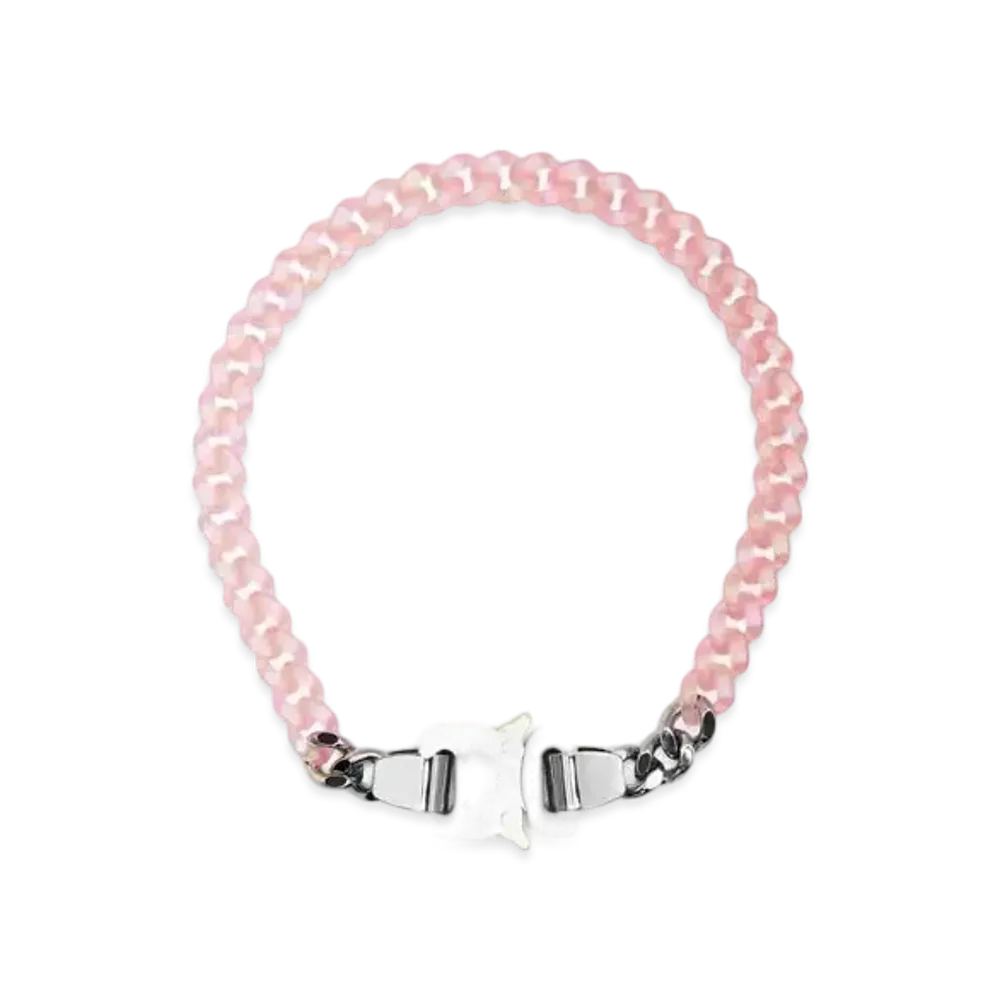 1017 ALYX 9SM Rollercoaster Buckle Necklace "Pink Clear"