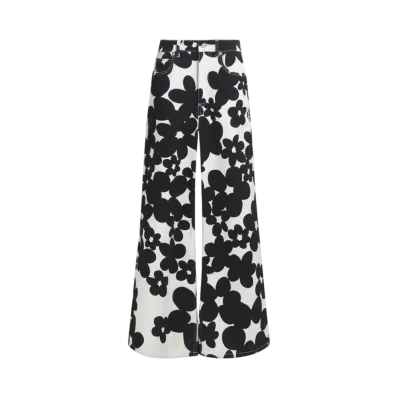 Marni Women's Cotton Trousers with Dillies Print "Black"